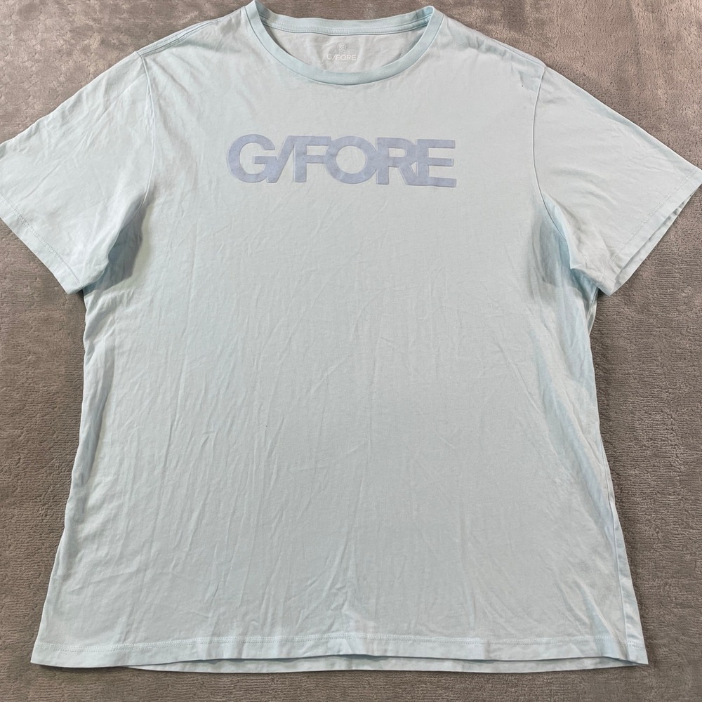 G FORE Shirt Mens XL Light Blue Logo Golf Crew Neck Preppy Casual Light